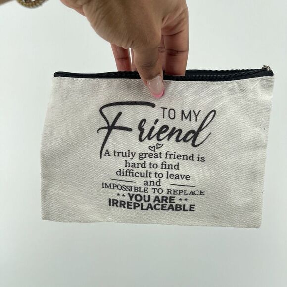 Friendship Quote Canvas Pouch – Gift for Best Friend, You Are Irreplaceable - Picture 15 of 17